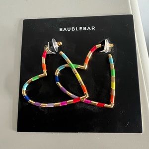 Fun rainbow bauble bar heart earrings